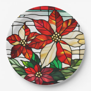 Glass Christmas Poinsettia Blume Pappteller
