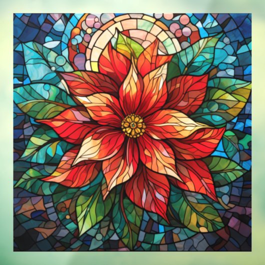 Glass Christmas Poinsettia Fensterheber Fensteraufkleber (Blatt 3)