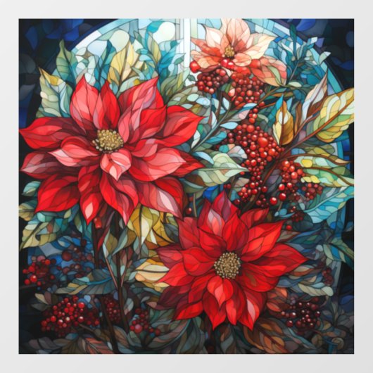 Glass Christmas Poinsettia Fensterheber Fensteraufkleber (Blatt)