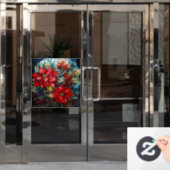 Glass Christmas Poinsettia Fensterheber Fensteraufkleber (Büro Tür)