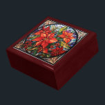 Glass Christmas Poinsettias Erinnerungskiste<br><div class="desc">Speichern Sie Ihre Schätze oder geben Sie jemandem eine Geschenkboxen Schatz als ein schönes Geschenk. Die Auswahl der Holzrahmen ist jetzt verfügbar. Viele Designs für verschiedene Anlässe gibt es in meinem Geschäft.</div>