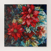 Glass Christmas Puzzle Poinsettia (Horizontal)