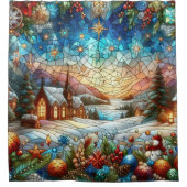 Glass Christmas Scene Duschvorhang (Vorderseite)