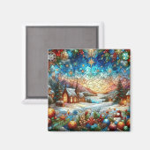 Glass Christmas Scene Magnet (Vorderseite/Rückseite)