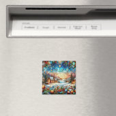 Glass Christmas Scene Magnet (In Situ (Geschirrspüler))