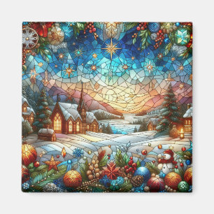 Glass Christmas Scene Magnet