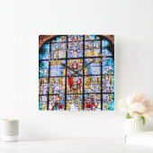 Glass Church Window, Greenwich, UK Quadratische Wanduhr (Zuhause)