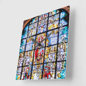 Glass Church Window, Greenwich, UK Quadratische Wanduhr (Winkel)