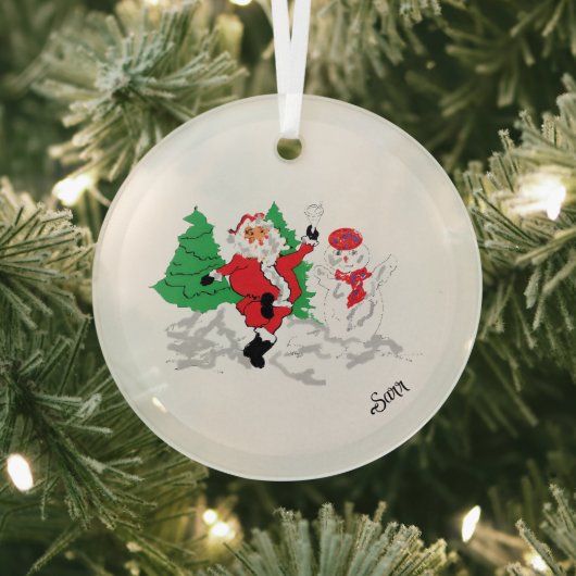 Glass Circle Ornament : Santa Claus Aus Glas (InSitu)