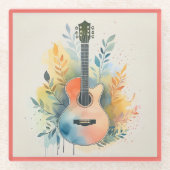Glass COASTER - Acoustic Guitar on a Coaster Glasuntersetzer (Vorderseite)