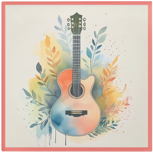 Glass COASTER - Acoustic Guitar on a Coaster Glasuntersetzer