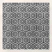 Glass Coaster Black White Hexagon Geometric Glasuntersetzer (Vorderseite)