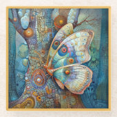 GLASS COASTER - Blue Butterfly in a Blue World Glasuntersetzer (Vorderseite)