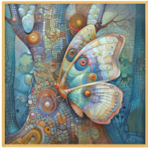 GLASS COASTER - Blue Butterfly in a Blue World