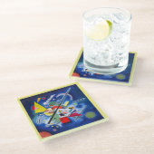 Glass COASTER - "Blue Painting" (1924) - Kandinsky Glasuntersetzer (Schrägansicht)