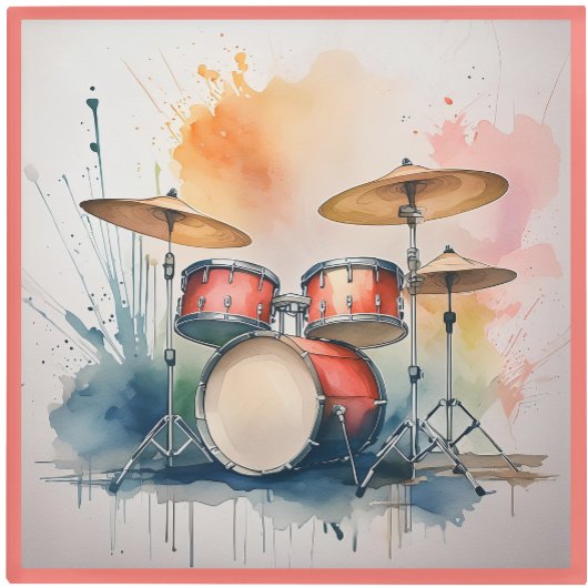 Glass COASTER - Drums on a Coaster Glasuntersetzer