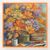 Glass COASTER - Golden Shades of Orange & Violet Glasuntersetzer (Vorderseite)