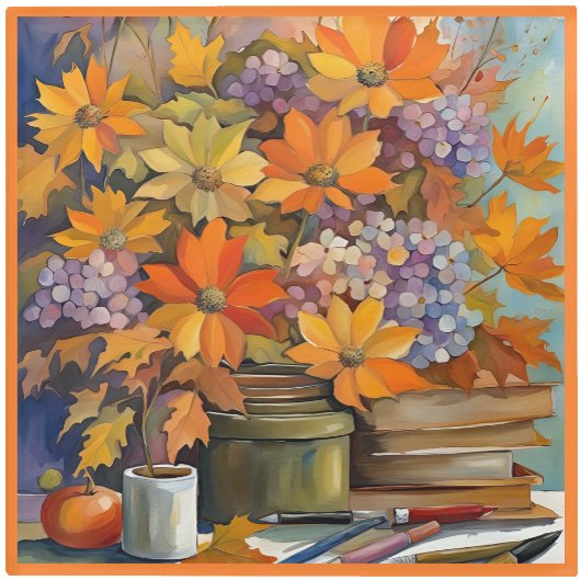 Glass COASTER - Golden Shades of Orange & Violet Glasuntersetzer