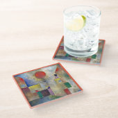 GLASS COASTER - "Red Balloon" by Artist Paul Klee Glasuntersetzer (Schrägansicht)
