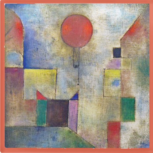 GLASS COASTER - "Red Balloon" by Artist Paul Klee Glasuntersetzer