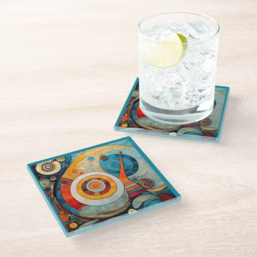 Glass COASTER - Swirls, Twirls, and Circles Glasuntersetzer (Schrägansicht)