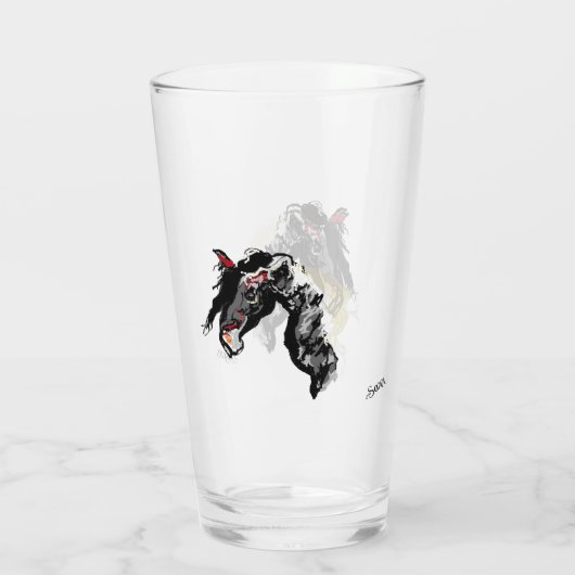 Glass Cup : Pferd mit Durst Glas (Rückseite)