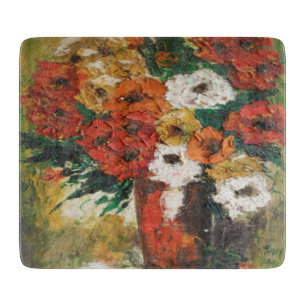 Glass Cutting Board Ann Hayes Painting Red Blume Schneidebrett