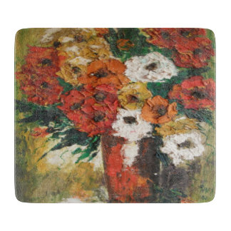 Glass Cutting Board Ann Hayes Painting Red Blume Schneidebrett