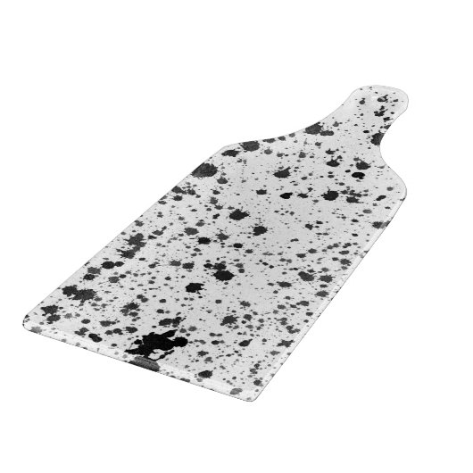 Glass Cutting Board - Black and White Splatters Schneidebrett (Ecke)