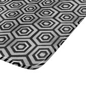 Glass Cutting Board Black White Hexagon Geometric Schneidebrett (Ecke)