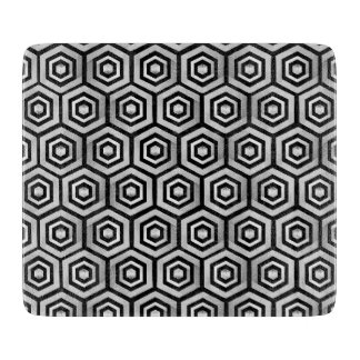 Glass Cutting Board Black White Hexagon Geometric Schneidebrett