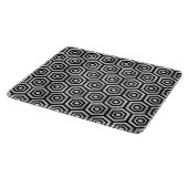 Glass Cutting Board Black White Hexagon Geometric Schneidebrett (Ecke)