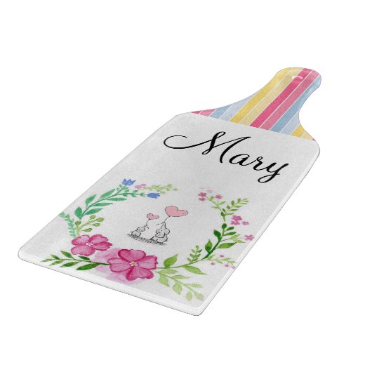 Glass Cutting Board bunt Streifen Elephant Schneidebrett (Ecke)