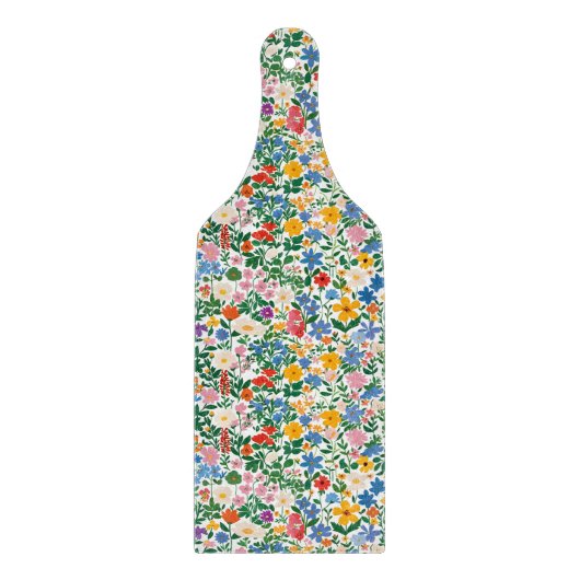 Glass Cutting Board - Happy Floral Flower Pattern. Schneidebrett (Vorderseite)