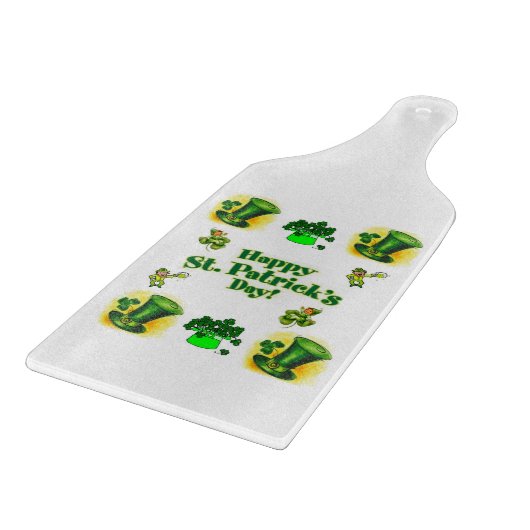 Glass Cutting Board Happy St. Patrick's Day Schneidebrett (Ecke)