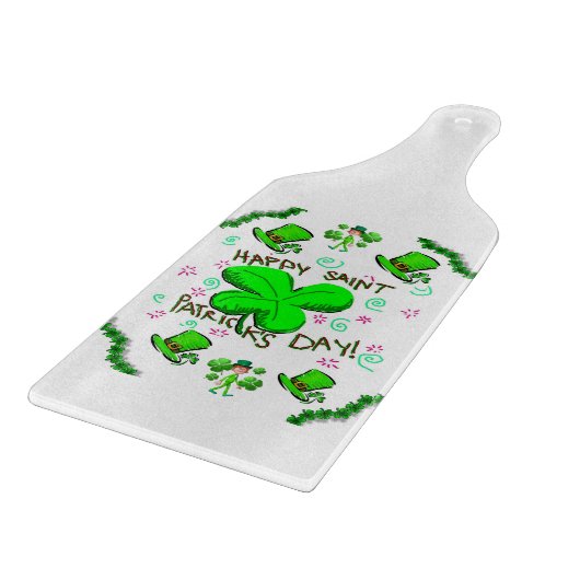 Glass Cutting Board Happy St. Patrick's Day Schneidebrett (Ecke)