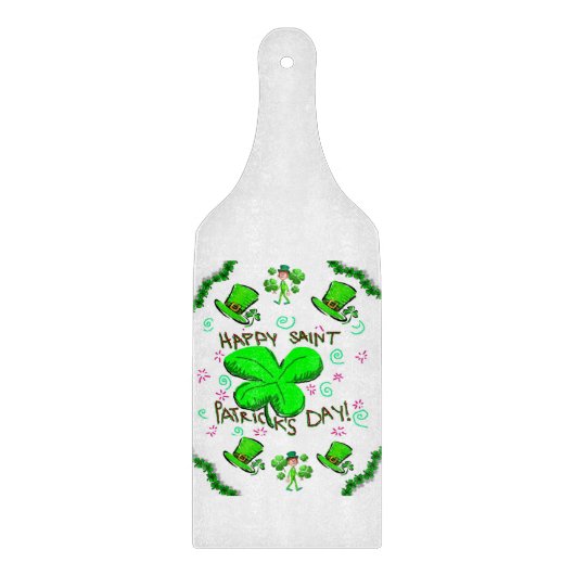 Glass Cutting Board Happy St. Patrick's Day Schneidebrett (Vorderseite)
