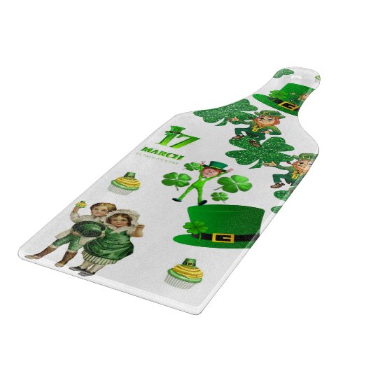 Glass Cutting Board Happy St. Patrick's Day Schneidebrett (Ecke)
