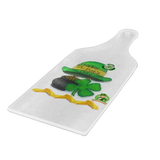 Glass Cutting Board Happy St. Patrick's Day Schneidebrett (Ecke)