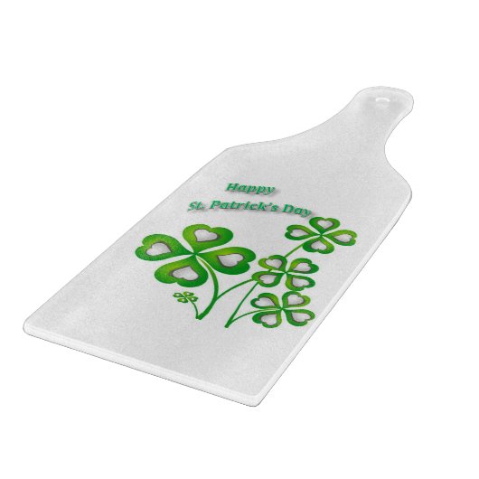Glass Cutting Board Happy St. Patrick's Day Schneidebrett (Ecke)