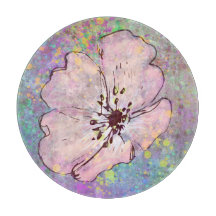 Glass Cutting Board mit Paint Spritzer & Blume