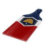 Glass cutting board paddle with flag Utah, USA Schneidebrett (Ecke)