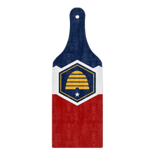 Glass cutting board paddle with flag Utah, USA Schneidebrett (Vorderseite)