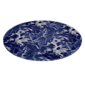 Glass Cutting Board Round - Blue & Silver Marble  Schneidebrett (Ecke)