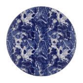 Glass Cutting Board Round - Blue & Silver Marble  Schneidebrett (Vorderseite)