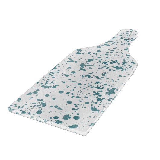 Glass Cutting Board - Teal Splashes & Splatters Schneidebrett (Ecke)