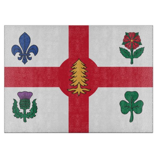 Glass cutting board with Flag of Montreal Schneidebrett (Vorderseite)