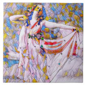 Glass Dancer in fließendem Kleid Fliese (Vorderseite)