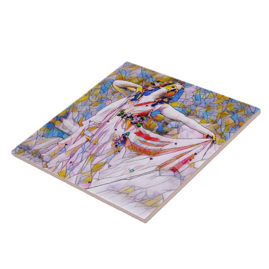 Glass Dancer in fließendem Kleid Fliese (Seite)