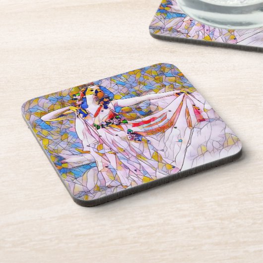 Glass Dancer in fließendem Kleid Getränkeuntersetzer (Linke Seite)